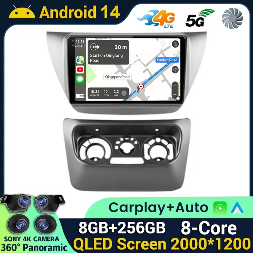 Android 14 WiFi+4G Car Auto Radio Multimedia Player pre Mitsubishi Lancer 9 CS 2000-2010 2Din CarPlay Stereo GPS Head Unit 360
