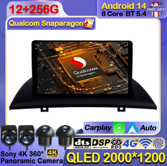 Android 14 Wireless CarPlay Auto pre BMW X3 E83 2004 - 2012 CAR Radio Multimedia Video Player Navigation GPS 2DIN 360 Camera 4G