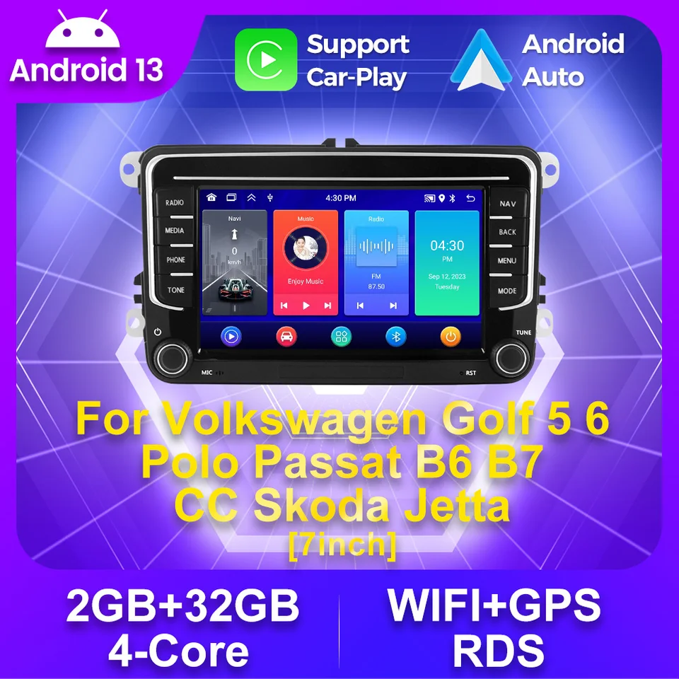 Android 2 Din CarPlay Car Radio pre VW Volkswagen Skoda Octavia Golf 5 6 Touran Passat B6 Polo Jetta GPS Stereo FM Audio Player