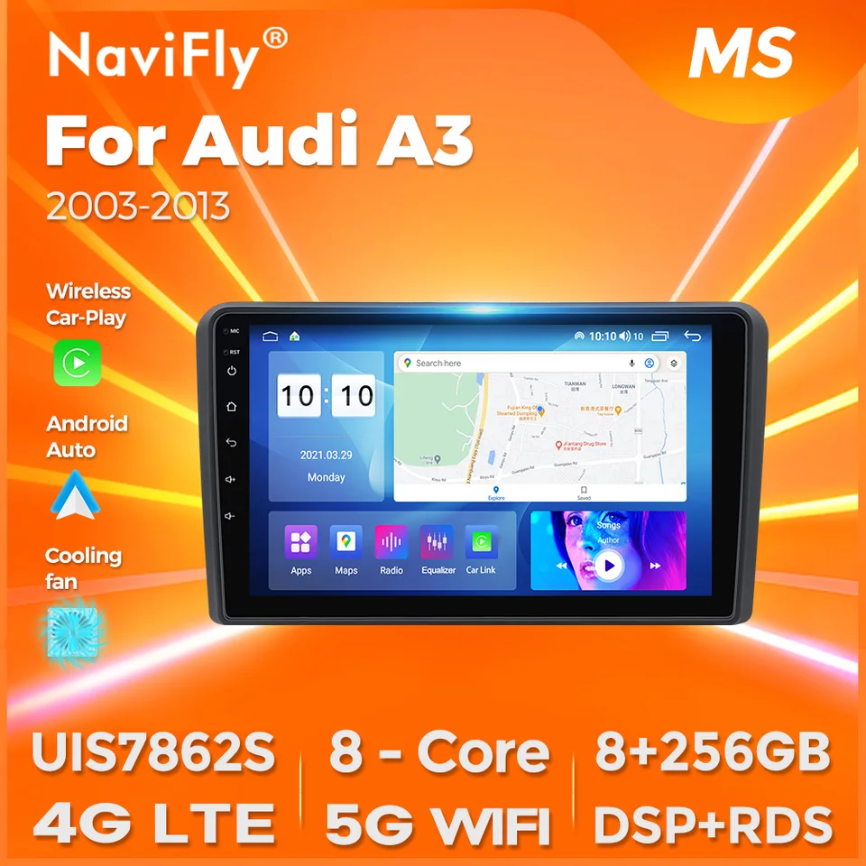 Android 4G LTE Car Radio Multimedia Video Player pre Audi A3 8p 2003-2011 RS3 Sportback GPS navigácia BT CarPlay 2Din Head Unit