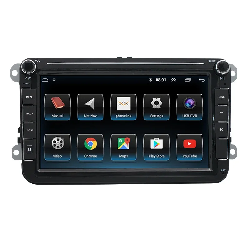 Android 9.1 Automobilové rádio 2.5d Screen RDS AM/FM CAR VIDEO FORE 8INCH VW Passat B7 Polo Golf F GPS Navigation WiFi Mirror Link stereo