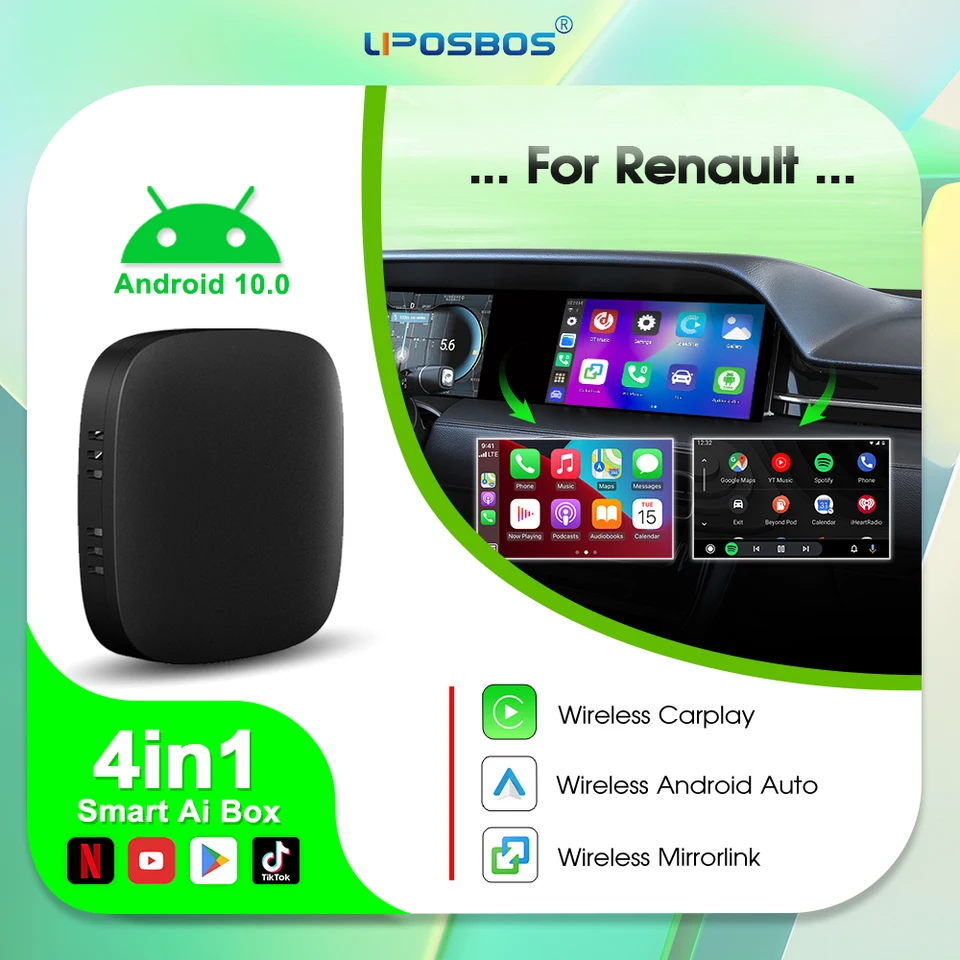 Android Auto AI TV Box Wireless CarPlay Android 10 pre YouTube Netflix pre Renault Twingo Duster Espace Talisman Talisman Estat