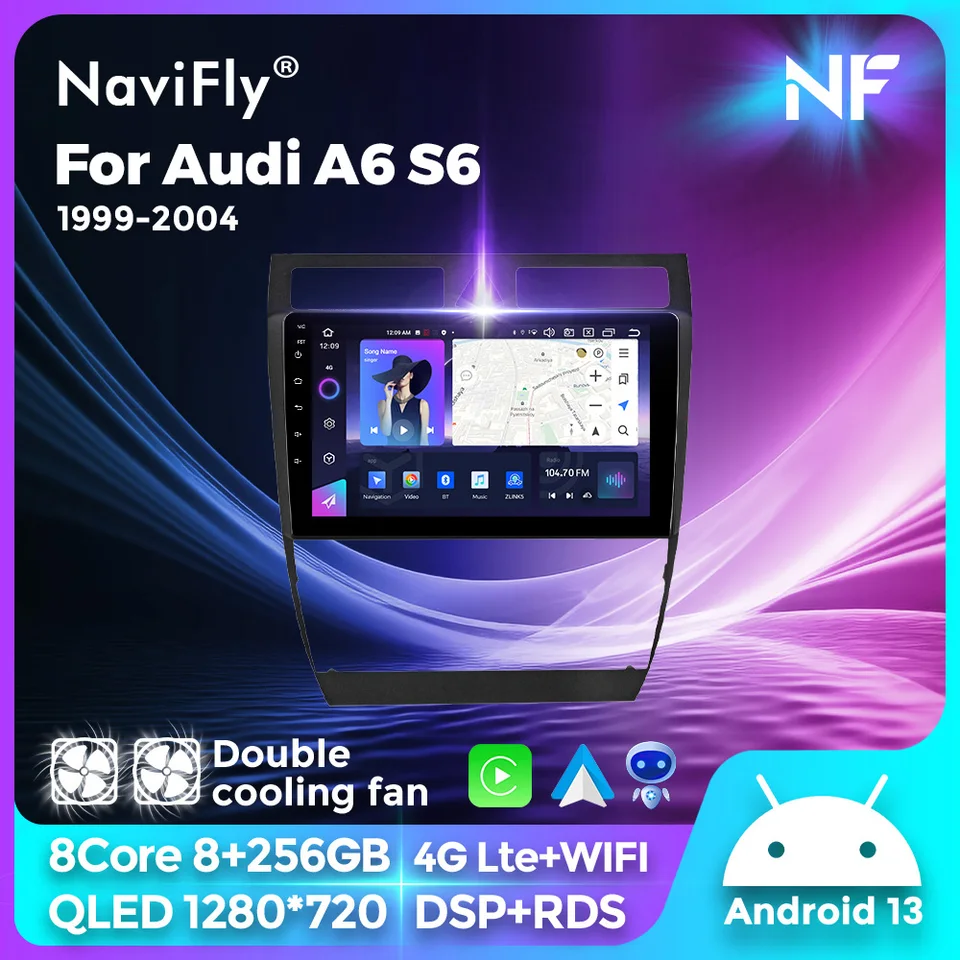 Android Auto CarPlay pre Audi A6 C5 1997-2004 S6 1999-2004 RS6 2002-2006 GPS Multimedia Player Car Radio Intelligent Systems BT