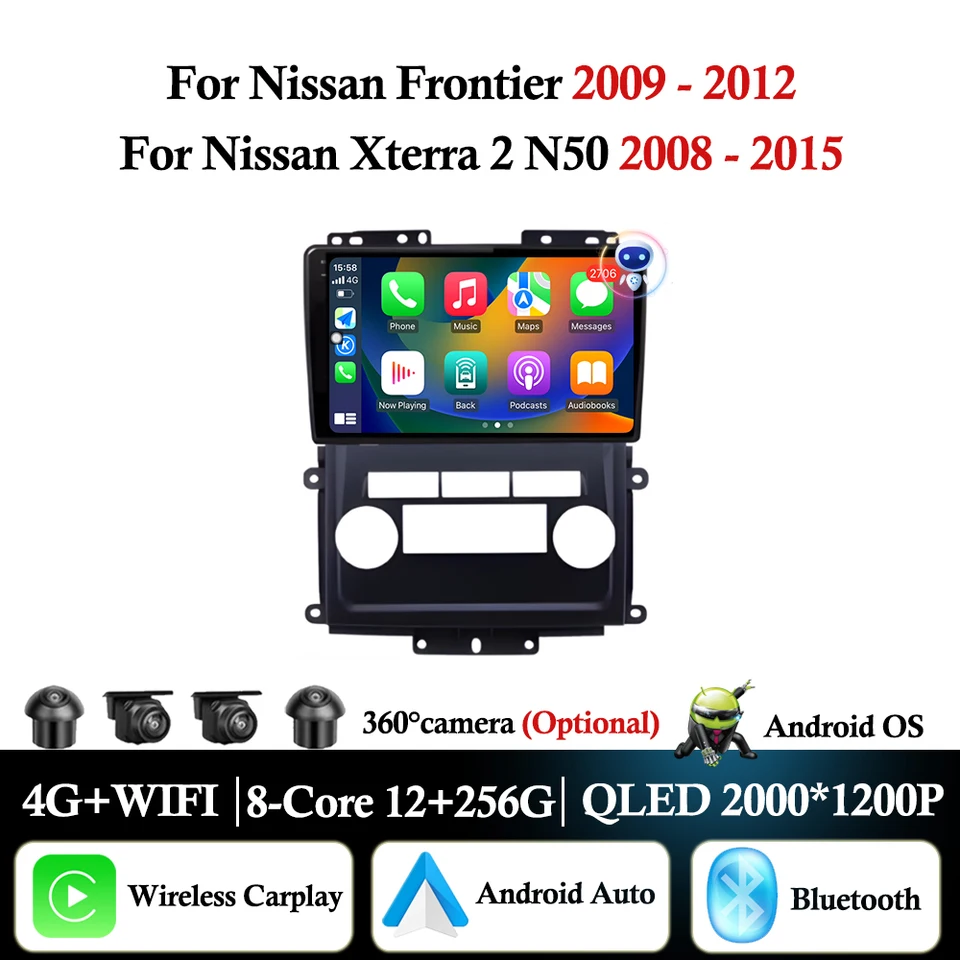 Android Auto CarPlay pre Nissan Frontier 2009 - 2012 pre Nissan XTERRA 2 N50 2008 - 2015 CAR Radio Multimedia Player DSP Stereo