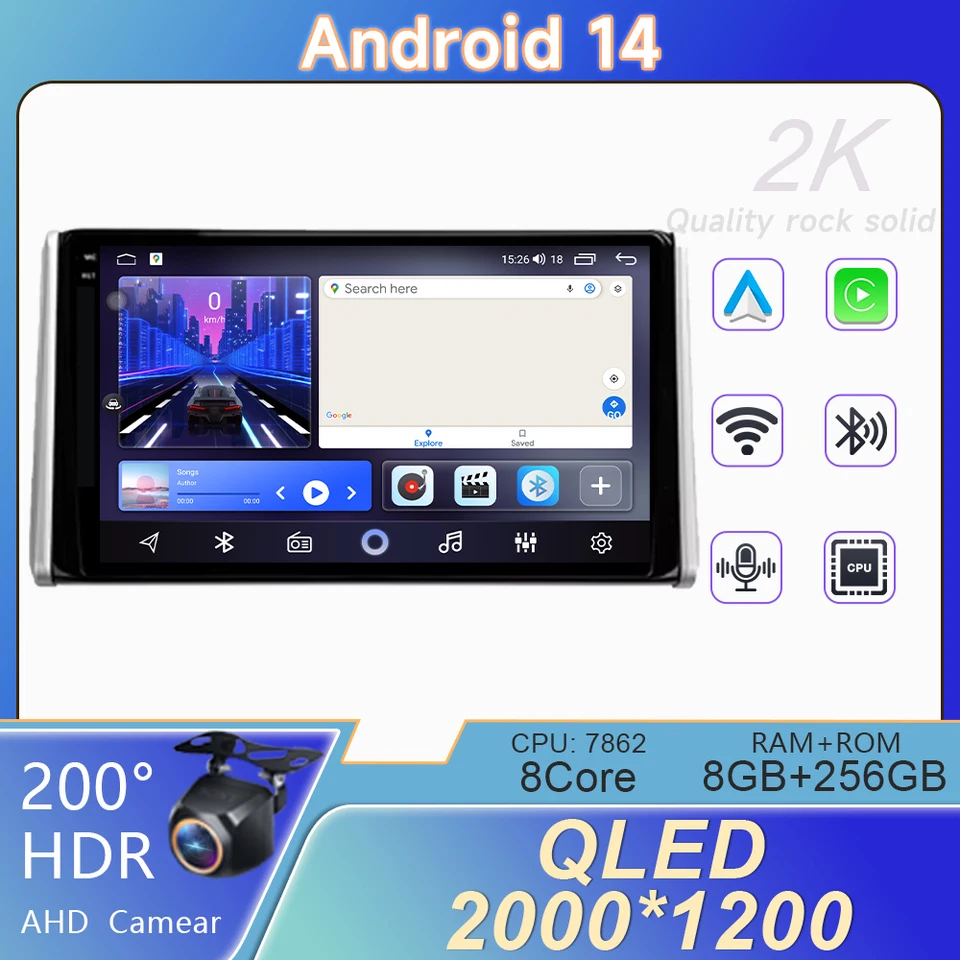 Android Auto CarPlay pre Toyota RAV4 5 XA50 2018 - 2023 Car Radioauto Multimedia Player GPS navigačná kamera WiFi č. 2Din DVD