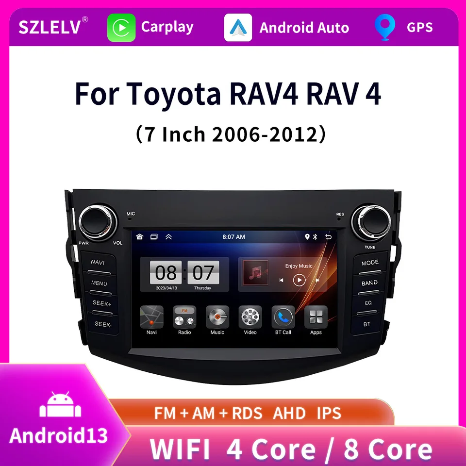 Android Auto Play Multimedia Audio pre Toyota Rav4 Rav 4 GPS Navi Video Player Autoradio Touch CarPlay 7 -palcový automobilový rádio Stereo