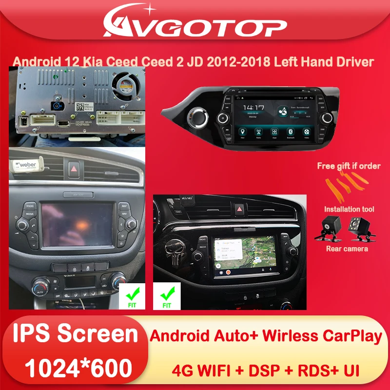 Android Car Radio Multimedia & OEM štýl pre Kia Ceed Ceed 2 JD 2012-2018 LHD Wireless CarPlay Auto 4G WiFi GPS DSP RS UI