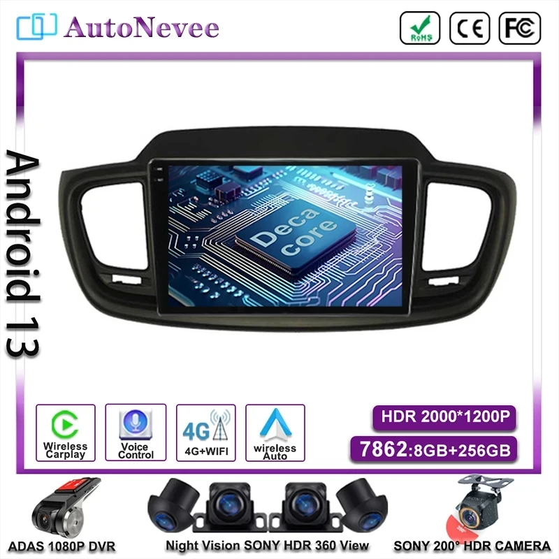 Android for Kia Sorento 3 2014 2015 2016 2017 Car Autoradio Lettore MultiMediale Navigazione GPS Video QLED Stereo IPS WiFi