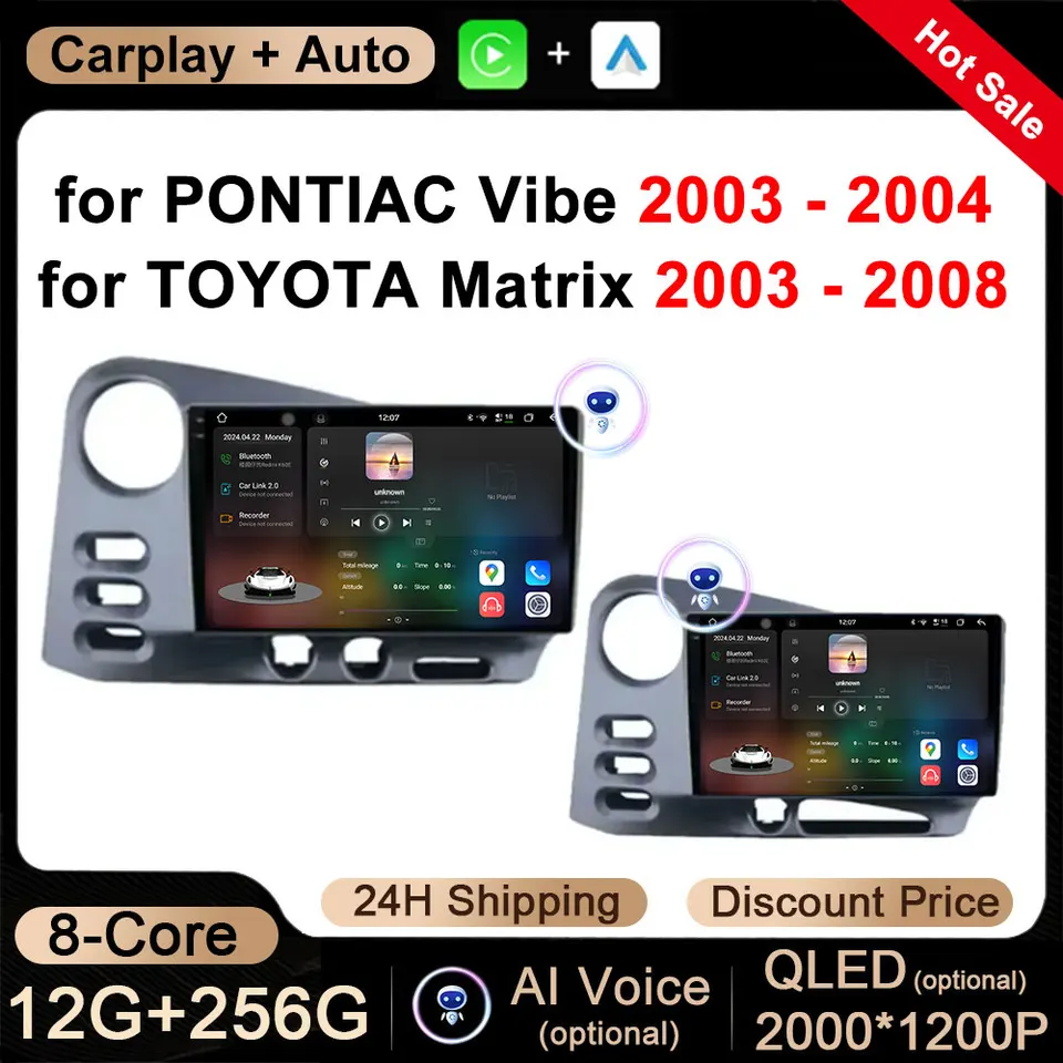 Android Intelligent System Audio Stereo pre Pontiac Vibe 2003 - 2004 pre Toyota Matrix 2003 - 2008 CAR Radio Video Player 4G 9