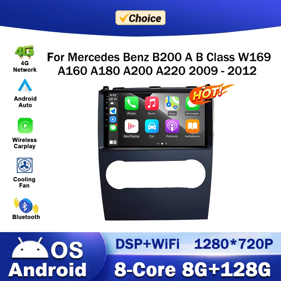 Android OS pre Mercedes Benz B200 AB Class W169 A160 A180 A200 A220 2009 - 2012 Multimediálne video Stereo Player GPS GPS CarPlay