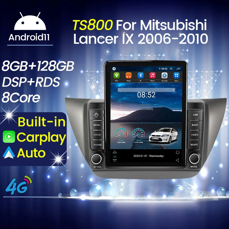 Android11 ​​4G LTE pre Tesla vertikálnu obrazovku 2Din Car Radio pre Mitsubishi Lancer IX 2006-2010 Multimedia GPS navigačná jednotka GPS