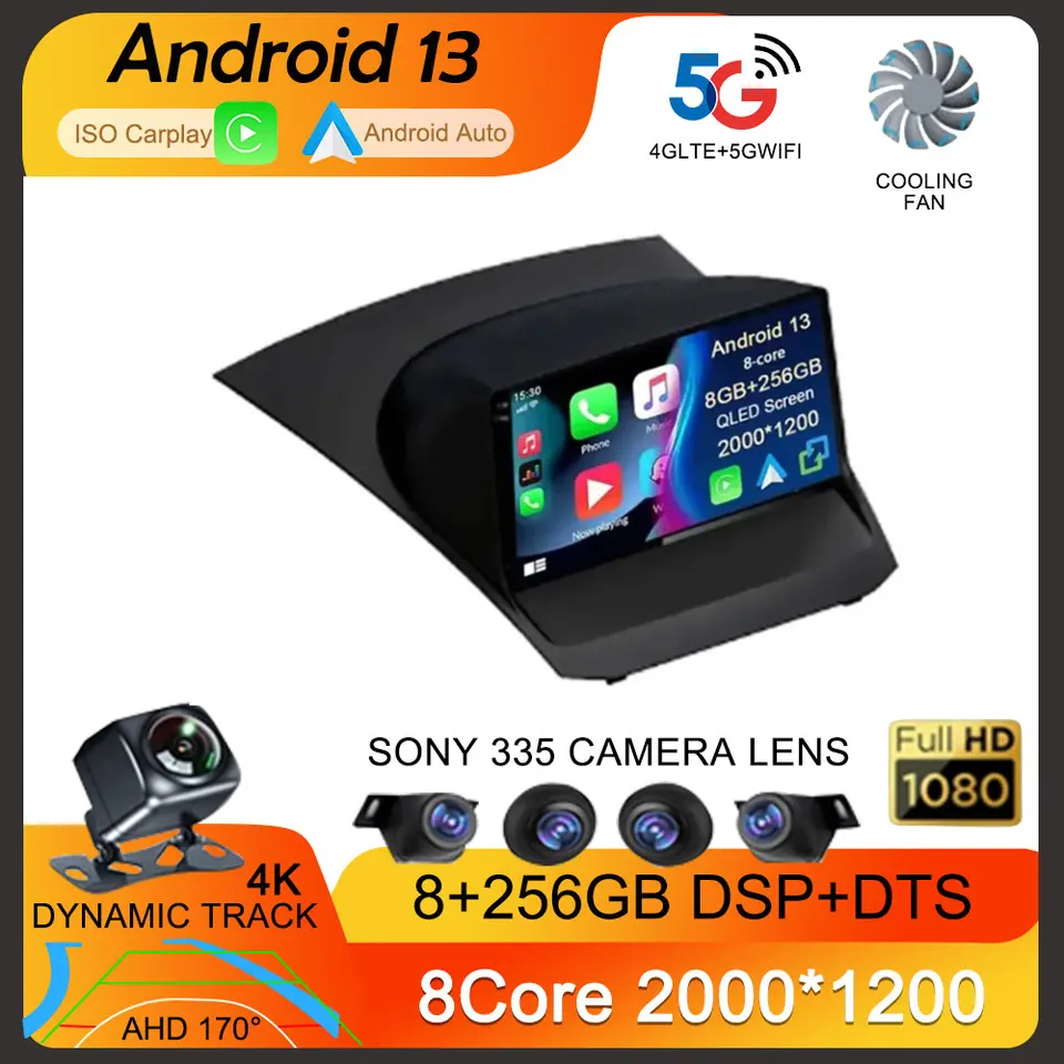 Android13 CarPlay Auto pre Ford Fiesta MK 6 2009 2010 2012 2012 2013 2014 -2018 Multimediálny automobilový rozhlasový hráč WiFi+4G DSP GPS 2DIN