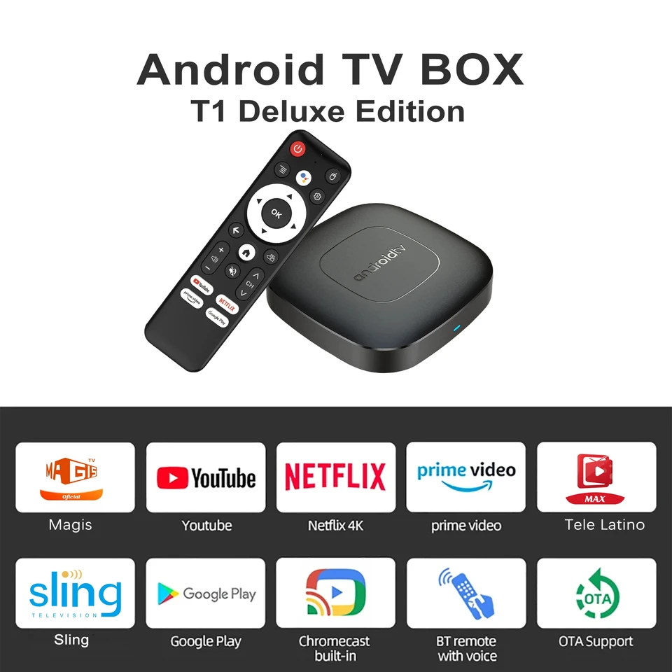 Android13 Smart Home Theatre TV Box AllwinnerH313 Asistent Google Netflix Streaming Bluetooth Media Player 2G16G 2.4G5G WiFi T1