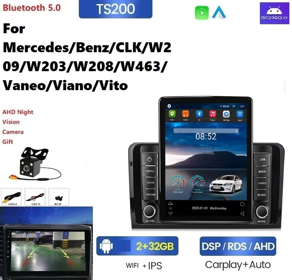 Android13 Tesla 8+128g Stereo pre mercedes/benz/clk/w209/w203/w208/w463/vaneo/viano/Vito GPS BT BT Key Lights CAAR Radio Radio Radio Radio Radio