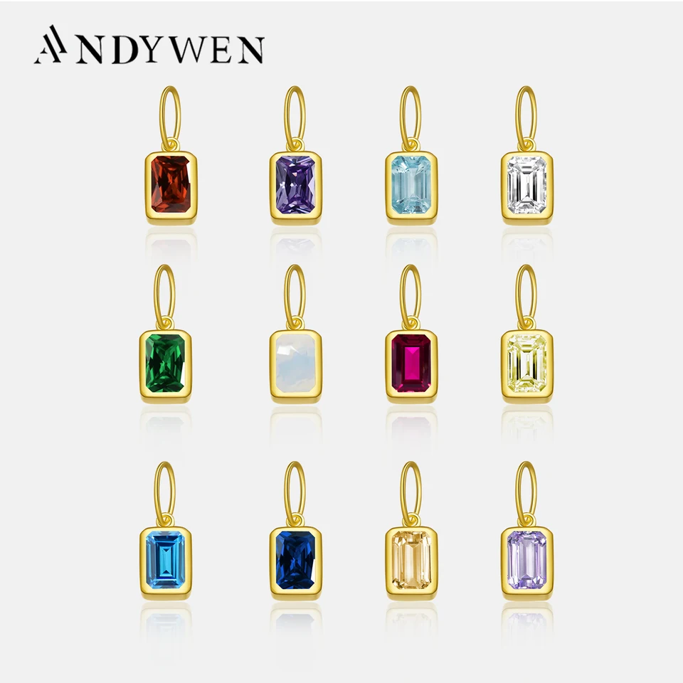 Andywen 925 Sterling Silver 12 -Wirkestone Cz Clips Charm Pendant pre náhrdelník a náramok 2024 Ženy Luxusné jemné šperky