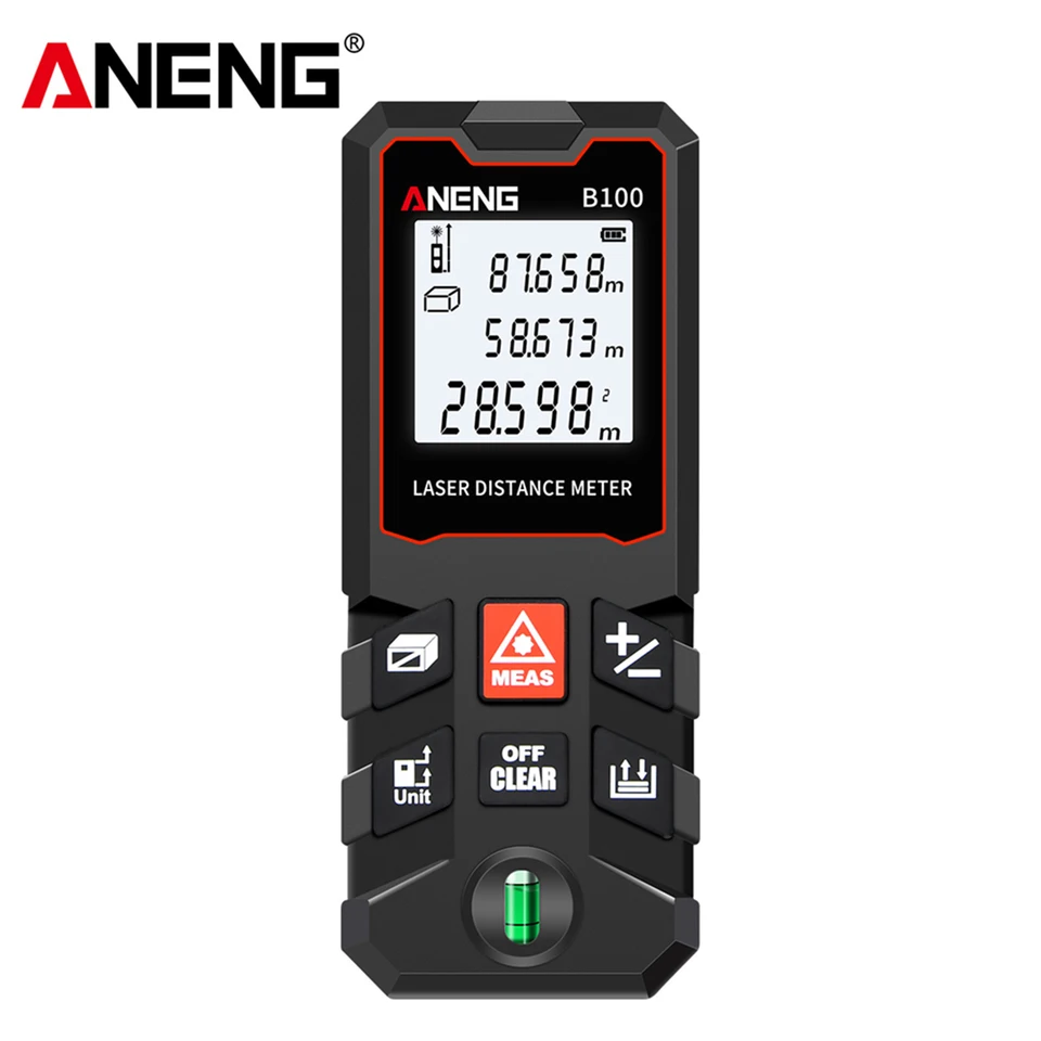 ANENG 40 m/ 60 m/ 80 m/ 100 m laser meracie LCD Digitálny laserový merač vzdialenosti s bublinkovým nálezom mini rozsahu B40/ B60/ B80/ B100