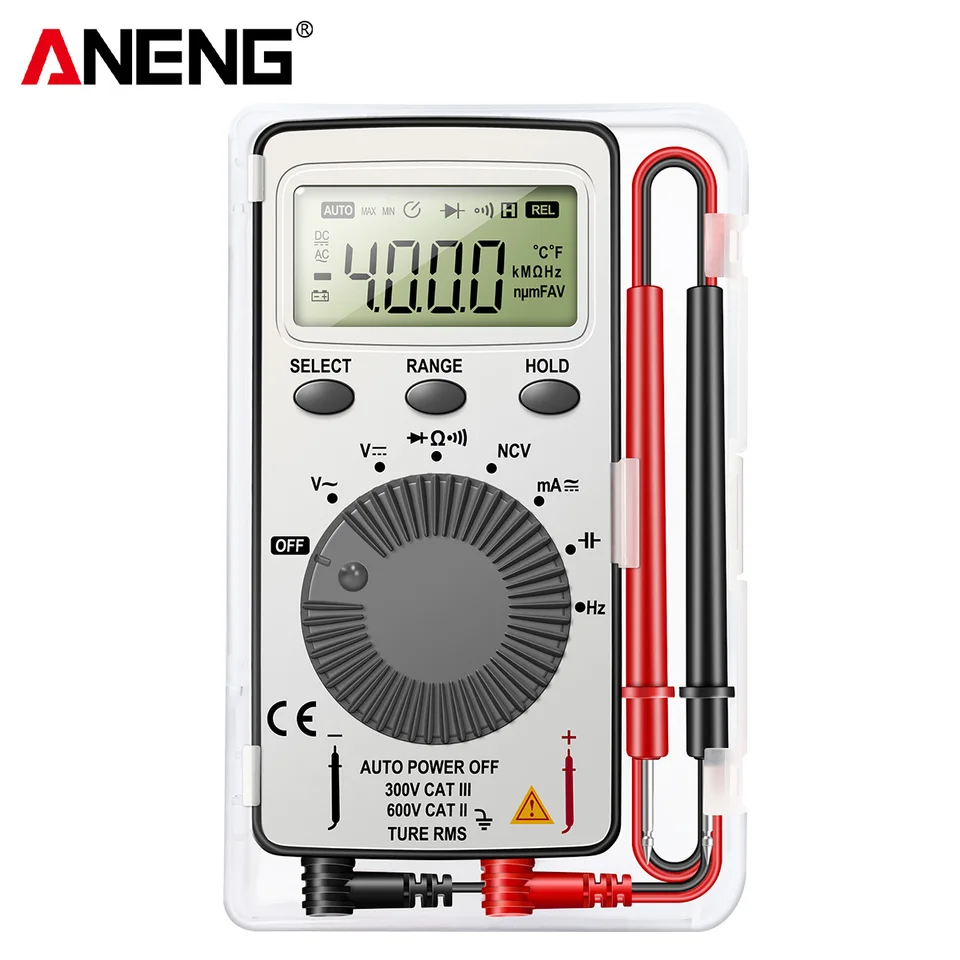 ANENG AN101 MINI Digital multimetrový multimetrový tester DC/AC napätie prúd LCR Meter Pocket Professional Testers s testovacím olovom