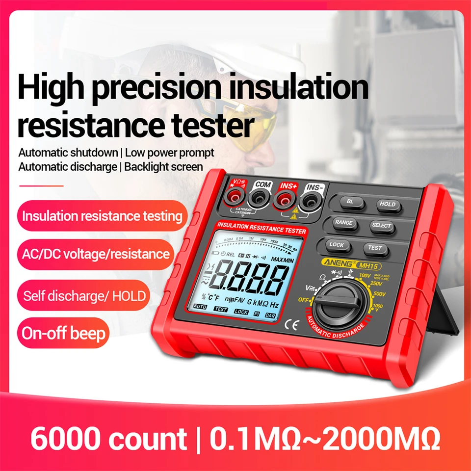 ANENG MH15 Izolačný odpor multifunkčného digitálneho merača Automatický výboj AC/DC napätie LCD TESTER TESTER Nástroje