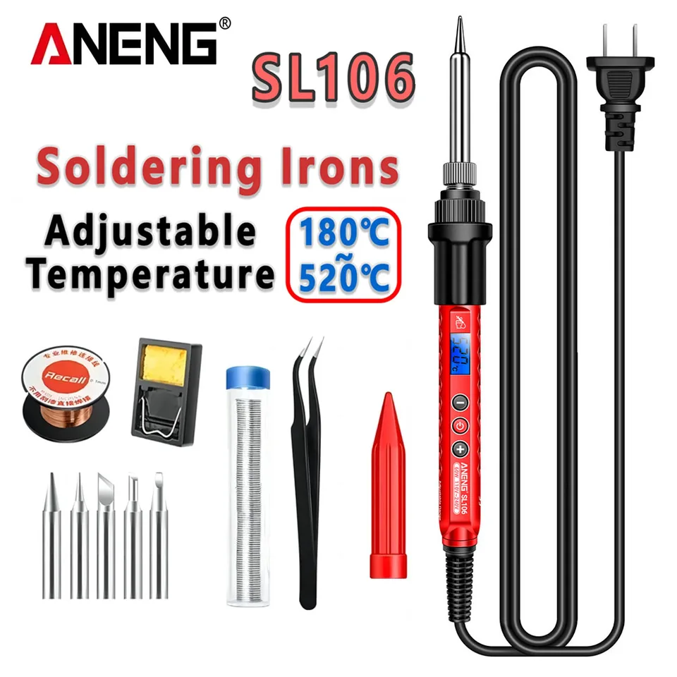 ANENG SL106 ELEKTRICKÁ SOCKINGING IFLE 110V/220V Nastaviteľná teplotná zváracia spájka US/EU Plug Professional Welding Tool