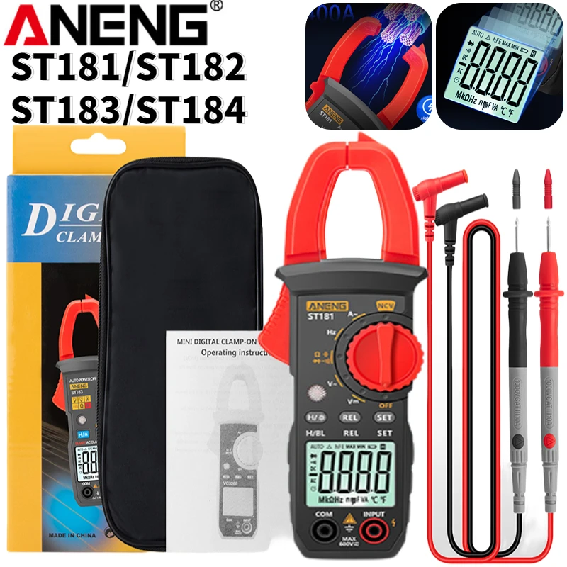 ANENG ST181 ST182 ST183 ST184 Digital CLAMP Multimeter DC/AC Current 4000 Counts Meter Tester Tester Capacitance NCV OHM Test