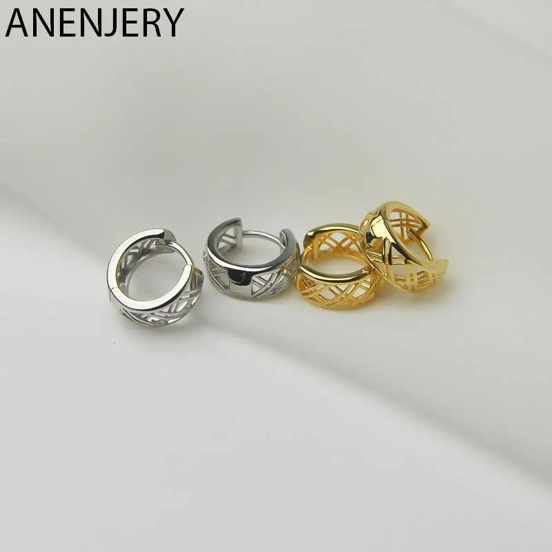 Anenjery strieborná farba dutá mriežka Malé náušnice pre ženy pre ženy minimalistické svadobné oslavy šperky nové