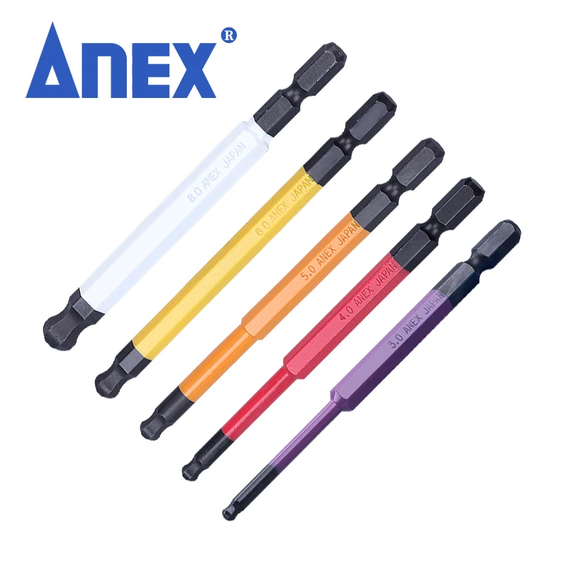 ANEX Color Bit, Ball Point, Single Head, ACBP-2/2,5/3/4/5/6/8 mm, vkladanie hriadeľa: 0,25 palca (6,35 mm)