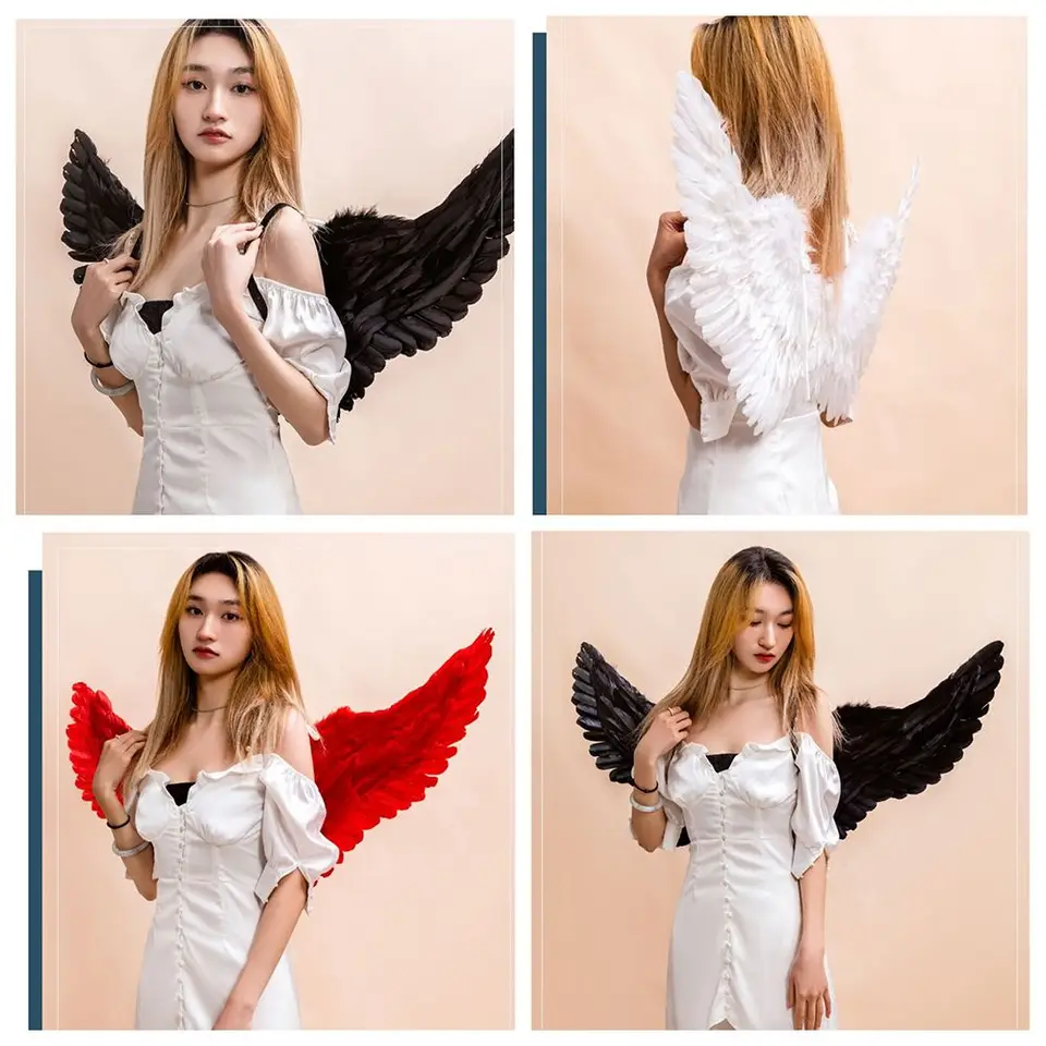Angel Feather Wings Party vianočné dekorácie Detské dievčatá Dievčatá móla predstavenia sviatočného večierku Decorácie rekvizity