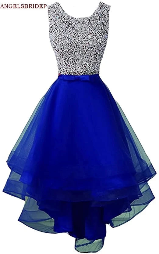 Angelsbridep High-Low Prom Dayses Vestidos de Festa Fashion Sparkly Beading Tulle Špeciálne príležitosti večerné večierky