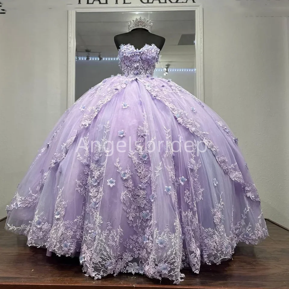 Angelsbridep Mexico Lilac Ball Gown Ghow 15 -ročné šaty Quinceanera 2025
