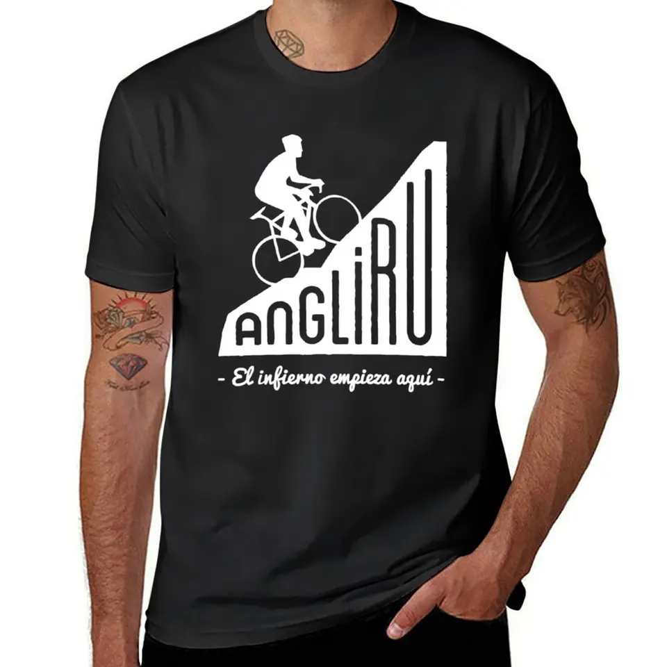 Angliru stúpanie _quot_el infierno Empieza Aquí_quot_ Cycling Vuelta Espa? Tričko Tričko Grafika estetické oblečenie pánske tričká