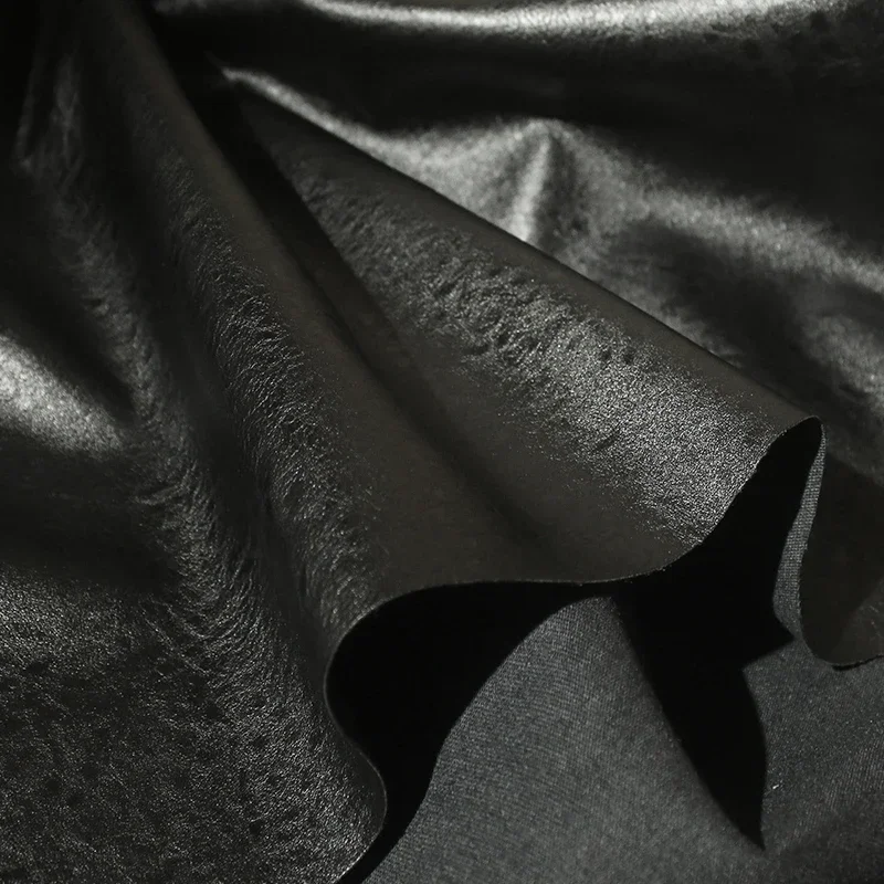 Angola čierna matná matná hrubá textúra umelá kožená kožená tkanina Pu Designer Tkanina High-end Vourwear Clothing Tkanina