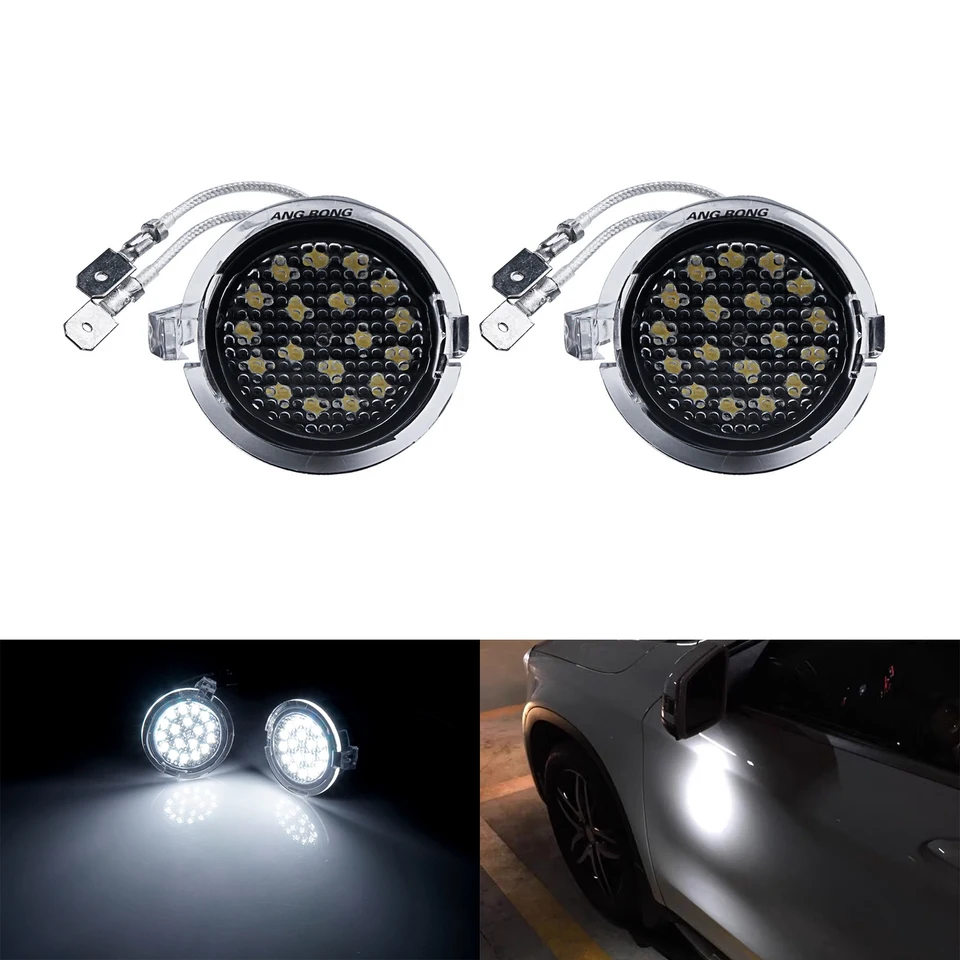 Angrong 2x LED strana pod zrkadlom Puddle Light pre Ford Focus C-Max Kuga Mondeo Mondeo Fusion Ranger Expedition F-150 Edge S-Max