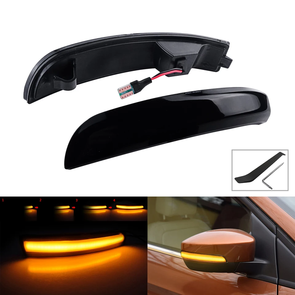 Angrong Dynamic LED Wing Mirror Indikátor Otočenie signálu pre Ford Kuga Escape Ecosport 13-18