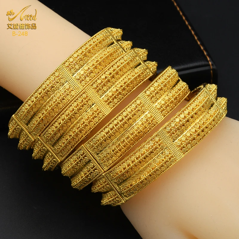 Aniid Indian 24k Gold Color Oframe náramok šperky arabské indické ženy kúzlo luxusné náramky africké svadobné výročie darčekov