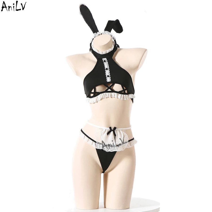 Anilv Anime Cute Bunny Maid erotické spodné prádlo oblečenie kostým Ženy hrudné temperament spodná bielizeň set cosplay