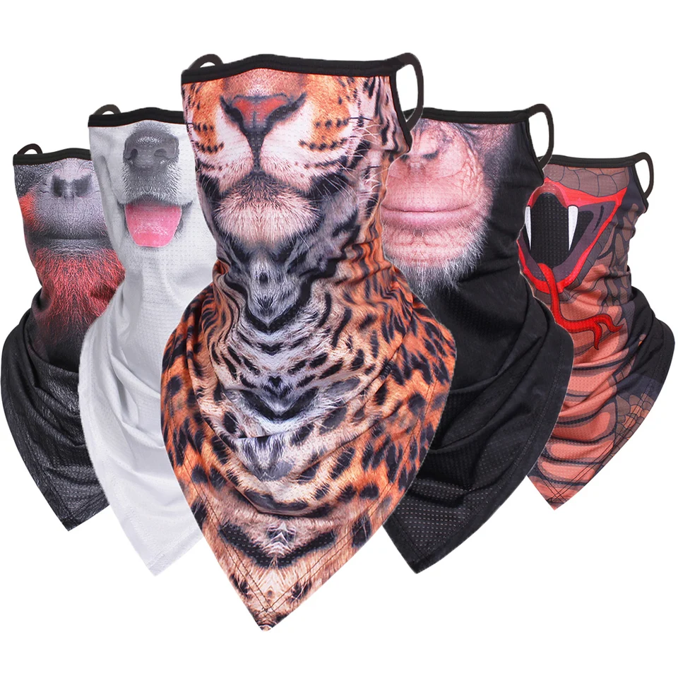 Animal 3D Print Brck Cycling Bandana, turistika, lov, kemping, kryt tváre, gaiter, balaclava, maska ​​trojuholníka