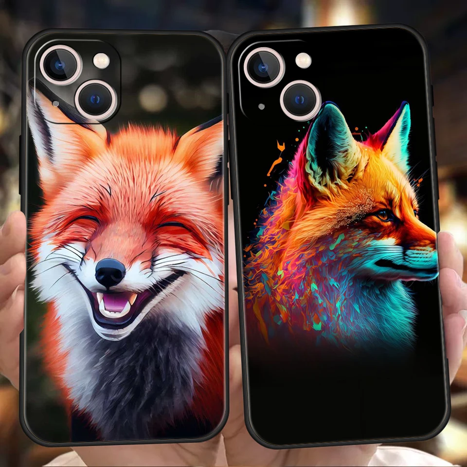 Animal Fox Puzdový kryt pre iPhone 16 15 14 13 12 Pro Max xr xs 11 7 8 Plus nárazový odolný silikón mäkký škrupina capas taška tpu