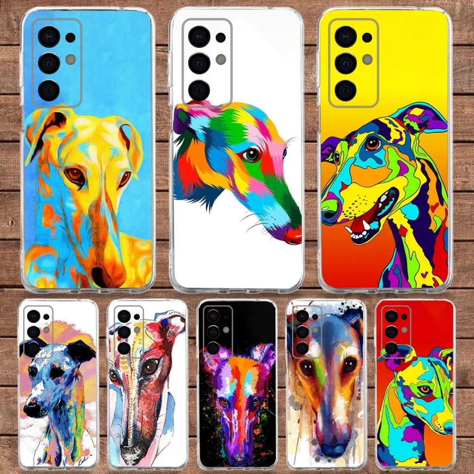 Animal Galgo Greyhound Dog Puzdro pre telefón Samsung S30, S23, S21, S22, S20 Ultra, S20 Fe Lite, S10, S9, S8Pius Transparent Mäk