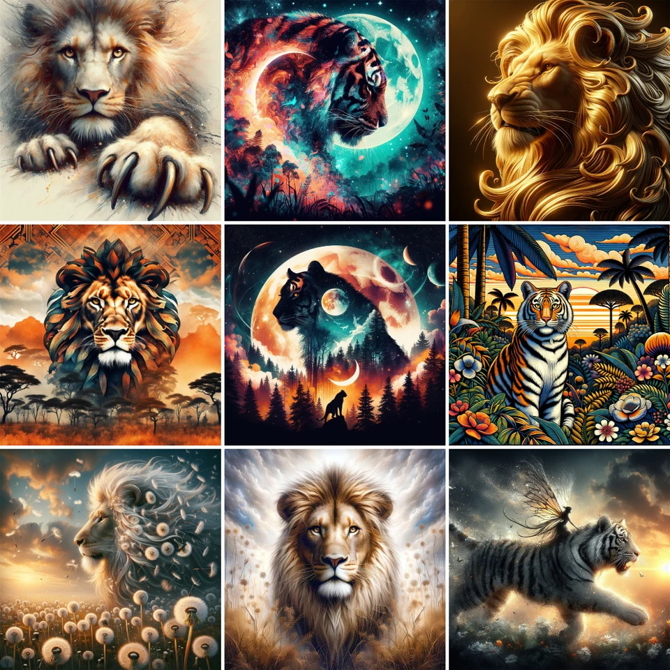 Animal Lion Tiger maľba podľa čísel remeselných remeselníkov pre dospelých dekorácie Domov Darček Darček Veľkoobchod 2023