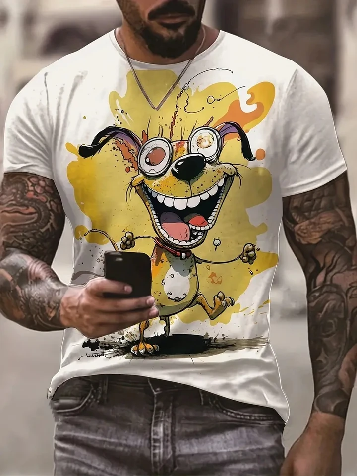 Animal T košeľa pre mužov Summer Nový krátky rukáv mačka mačacie tričko Tričtiny módne odevné odevy Príležitostné posádky krk pullover