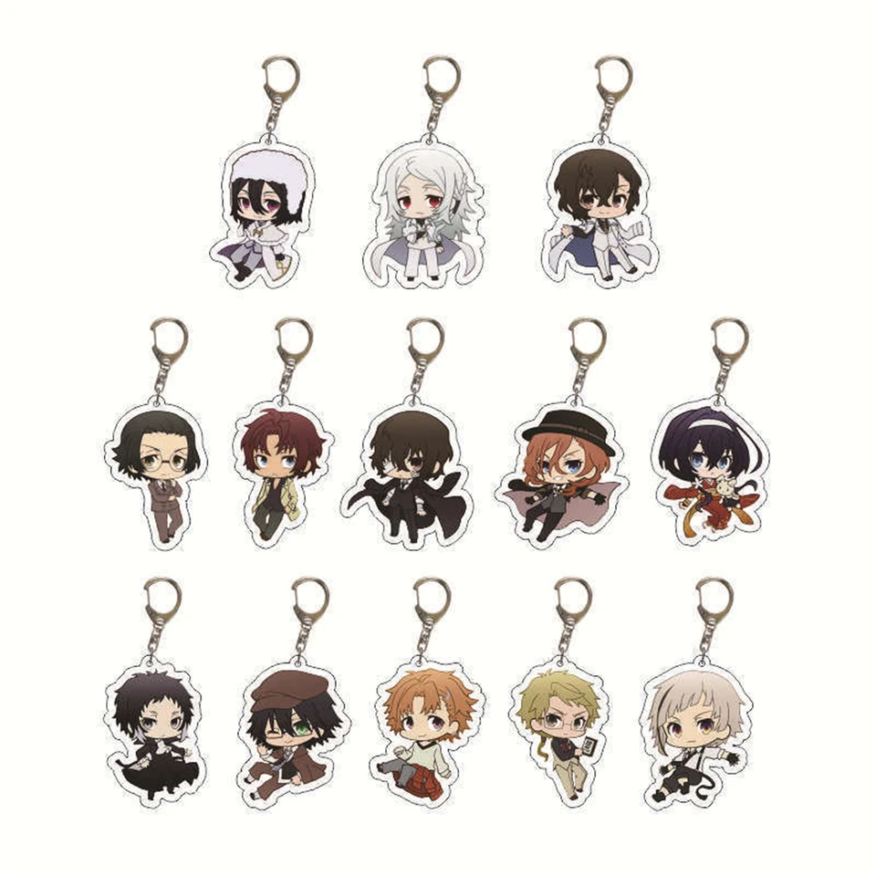 Anime akrylové keychain-bungo bludné psie postava prívesok, vhodný pre tašky a kľúče, darčeky Cosplay Perfektný darček pre fanúšikov