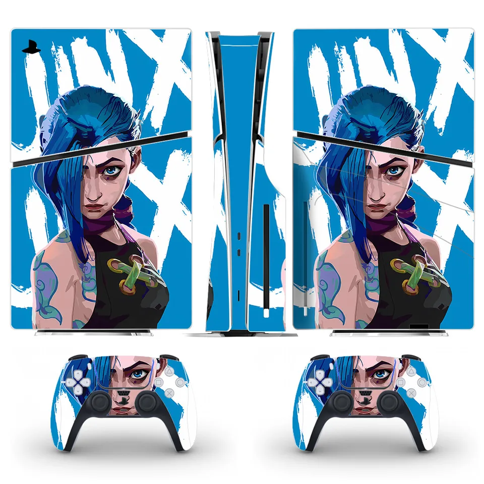 Anime Arcane Jinx PS5 Slim Disc Skin Sticker Decal Cover pre ovládač konzoly PS5 Slim Disk Sticker Vinyl