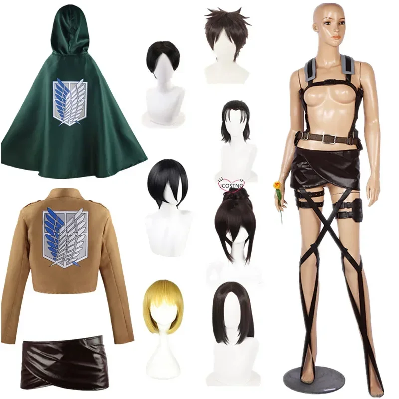 Anime Attack na Titan Shingeki no Kyojin Mikasa Levi Ackerman Eren Jager Armin Arlert Hange Zoe Cosplay kostým parochne parochne mn9