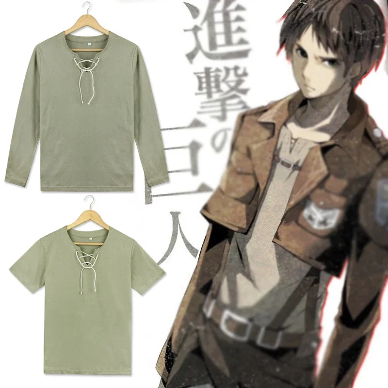 Anime Attack on Titan Cosplay kostým Eren Jaeger Tričko shingeki no kyojin muži s dlhým krátkym rukávom tričko Trsh Tops Tops