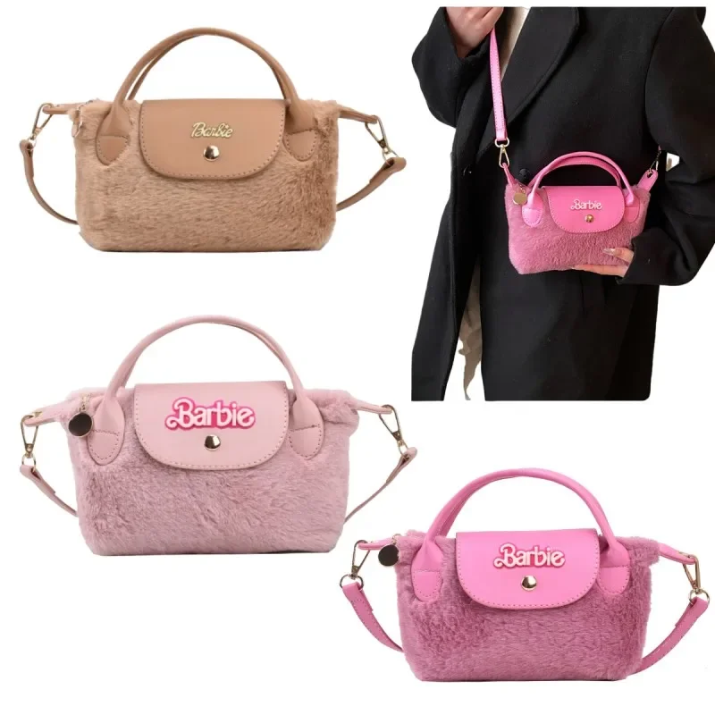 Anime Barbie Crossbody Bag Cartoon Roztomilý dámsky módna plyšová kabelka Kawaii prenosná vonkajšia mobilná telefónna minca