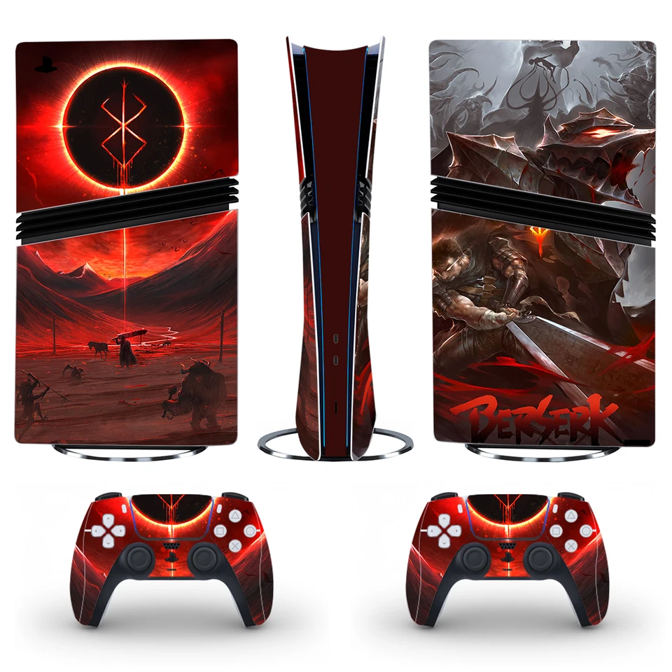 Anime Berserk PS5 PRO Digitálny nálepkový kryt pre konzolu a 2 ovládače PS5 PRO Skin Vinyl