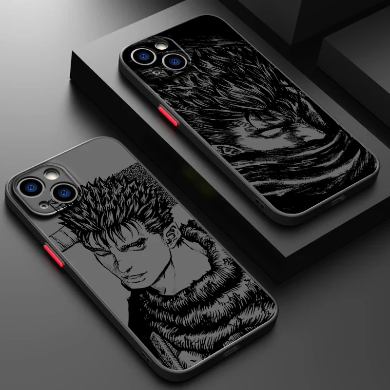 Anime Berserker Cool Art Frosted Lasting pre Apple iPhone 15 14 13 12 11 xs xr x 8 7 SE Pro Max Plus Mini TPU Puzdro