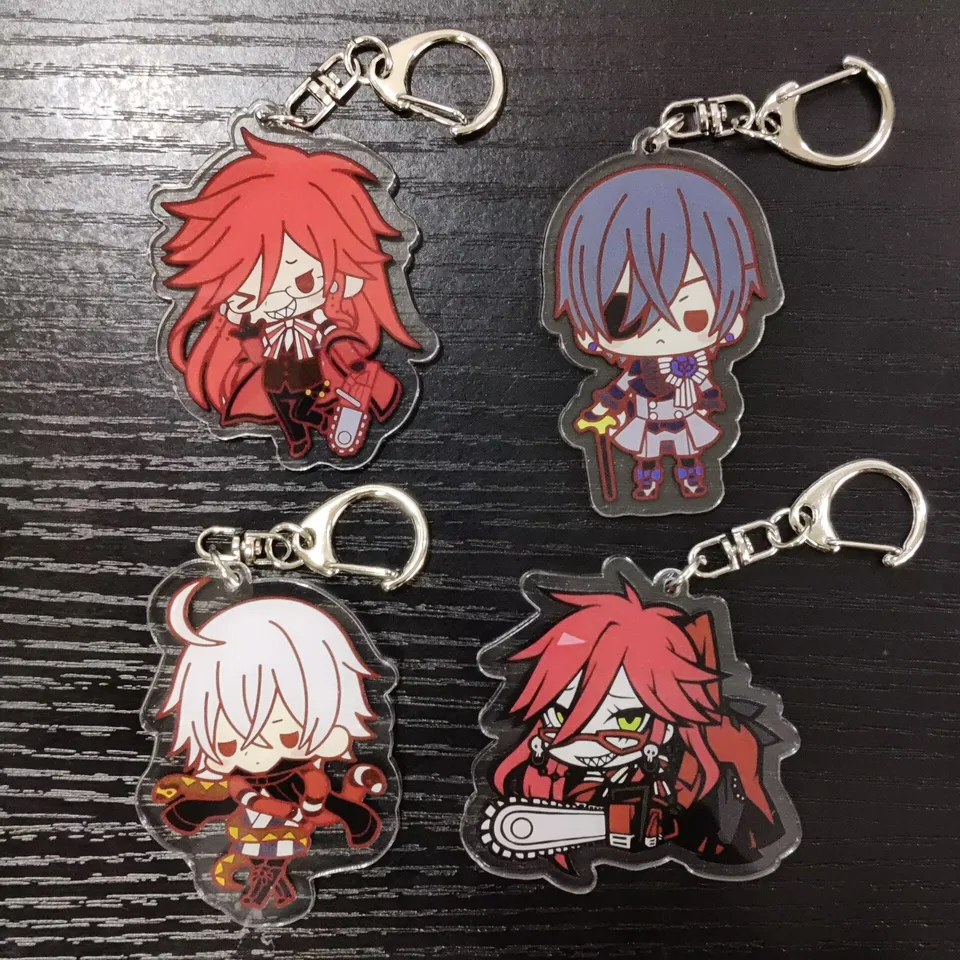 Anime Black Butler Q verzia figúrky Sebastian Michaelis Undertaker Ciel Phantomhive Cosplay akrylové kľúčové reťazce prívesok