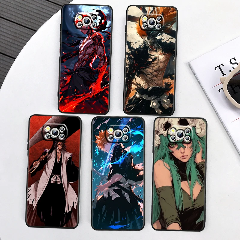 Anime Bleach Cool Art for Xiaomi Mi Poco F5 F4 F3 x6 x5 x4 x3 m6 m5 m5s m4 m3 c65 pro gt nfc 5g čierny chrbát telefónu