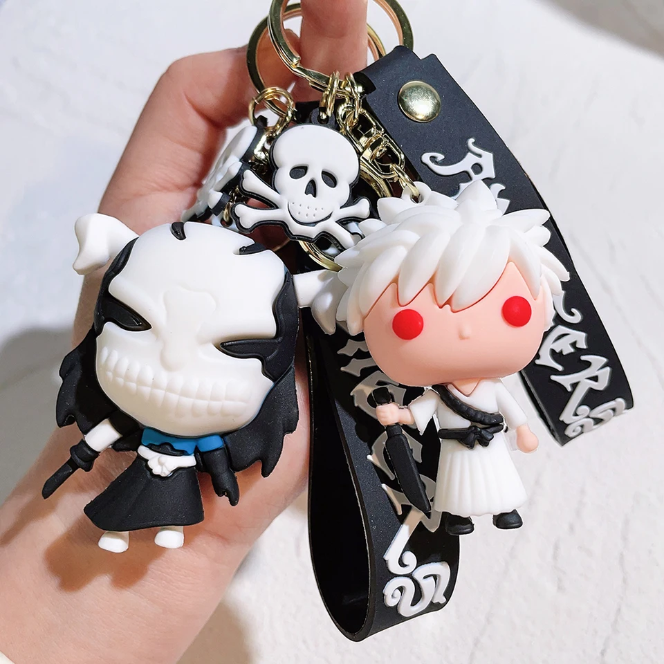 Anime Bleach Keychain Cosplay Kurosaki Ichigo Silikón prívesok Keyring CAR Batoh Držiteľ Držiteľa pre fanúšikov kvalitný darček